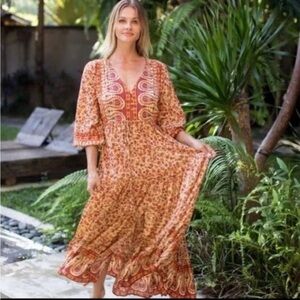 NWT Aura Amber Paisley Floral Earth Tone
Peasant Boho Cottagecore Maxi Dress 3XL